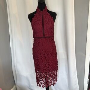 Bardot Gemma Lace Halter Burgundy Dress NWT
